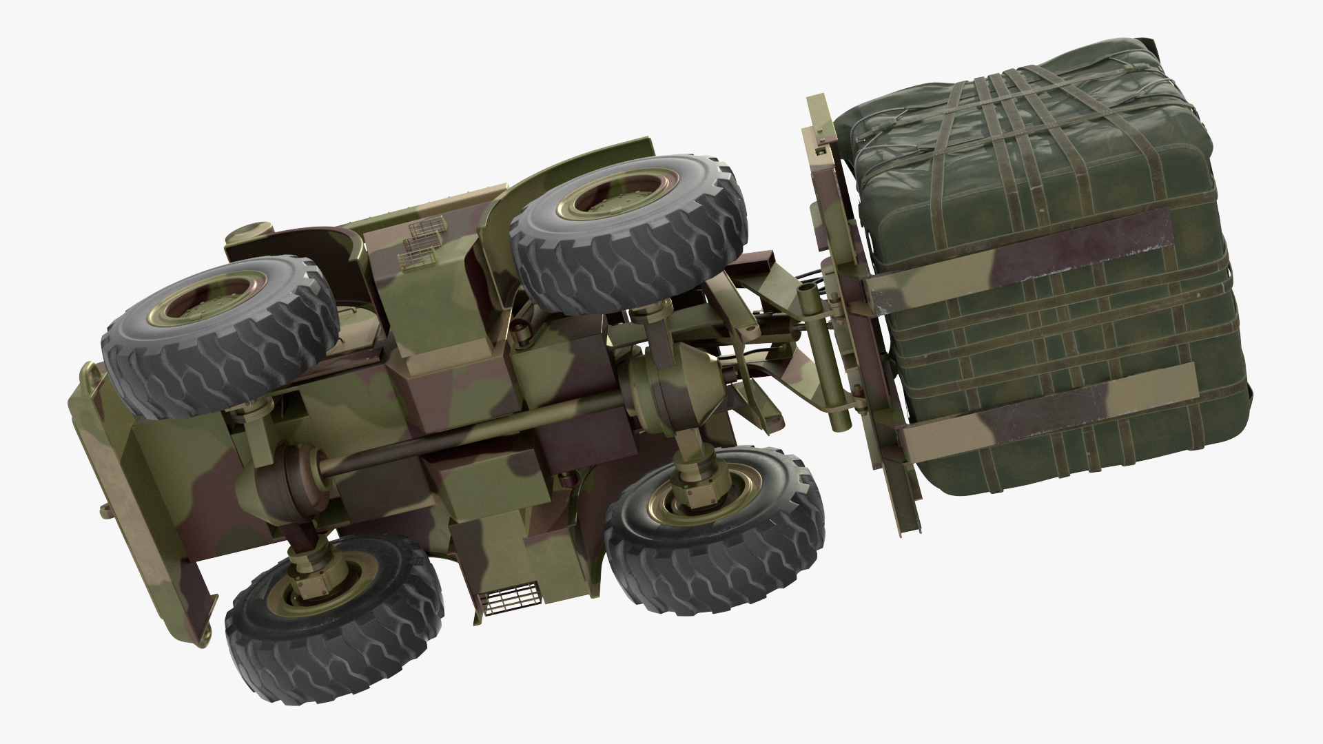 Pettibone Rough Terrain Military Forklift with Cargo Rigged 3D model