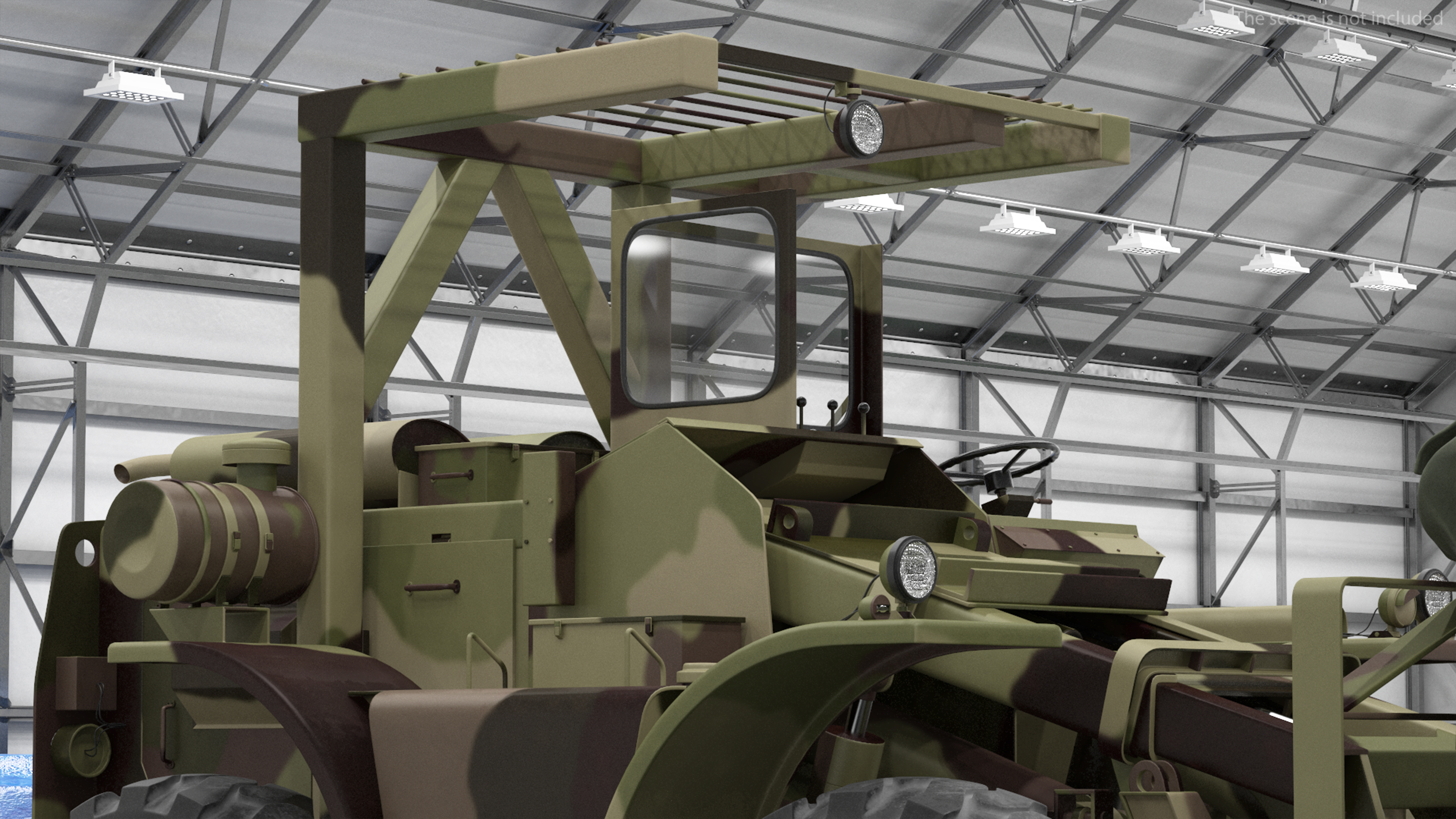 Pettibone Rough Terrain Military Forklift with Cargo Rigged 3D model