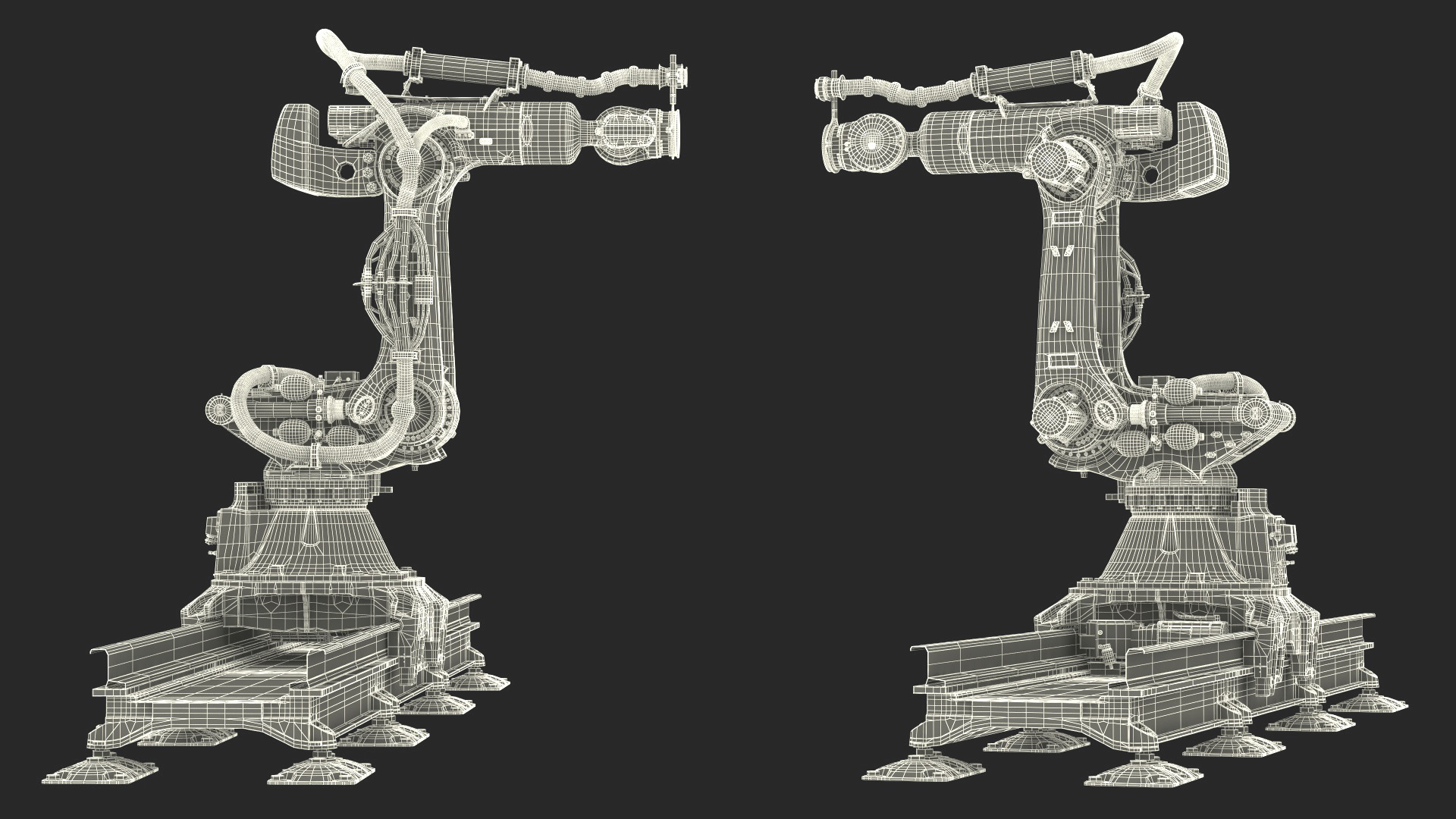 Robotic Arm Yellow on Rails Rigged 3D model