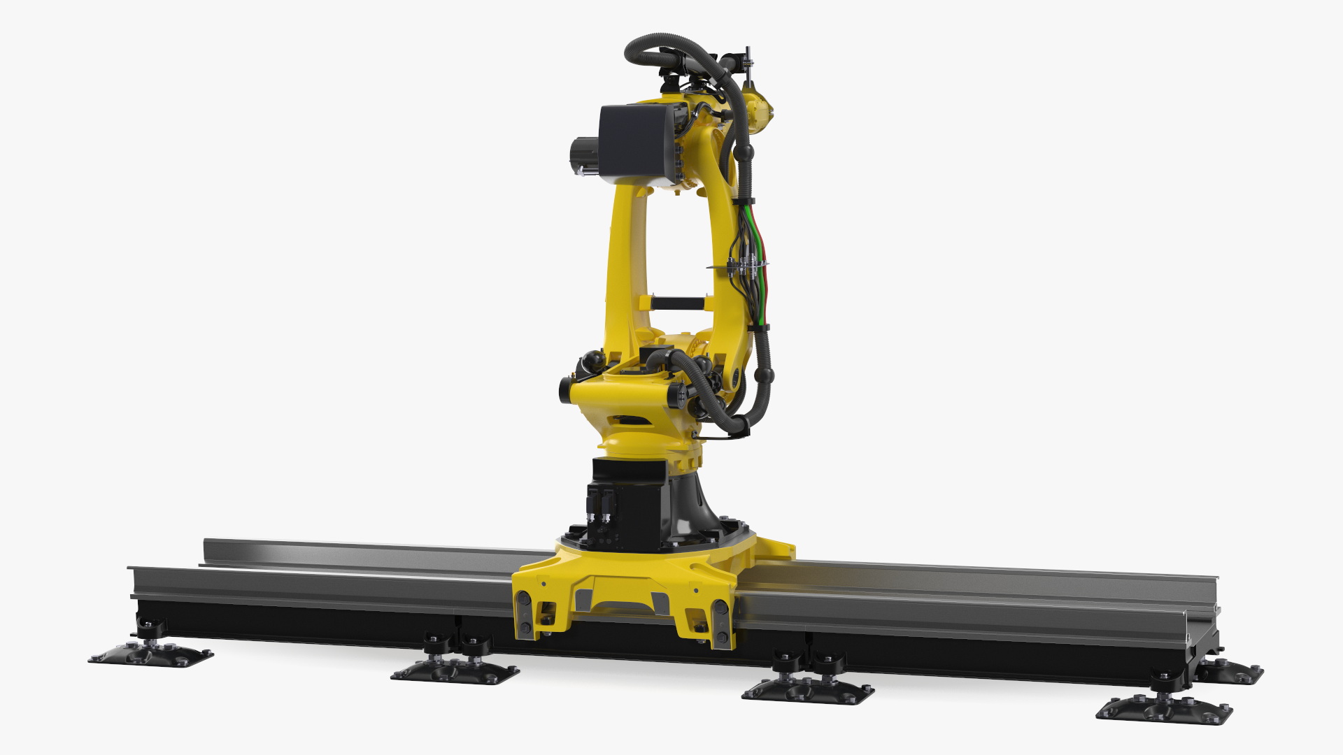 Robotic Arm Yellow on Rails Rigged 3D model