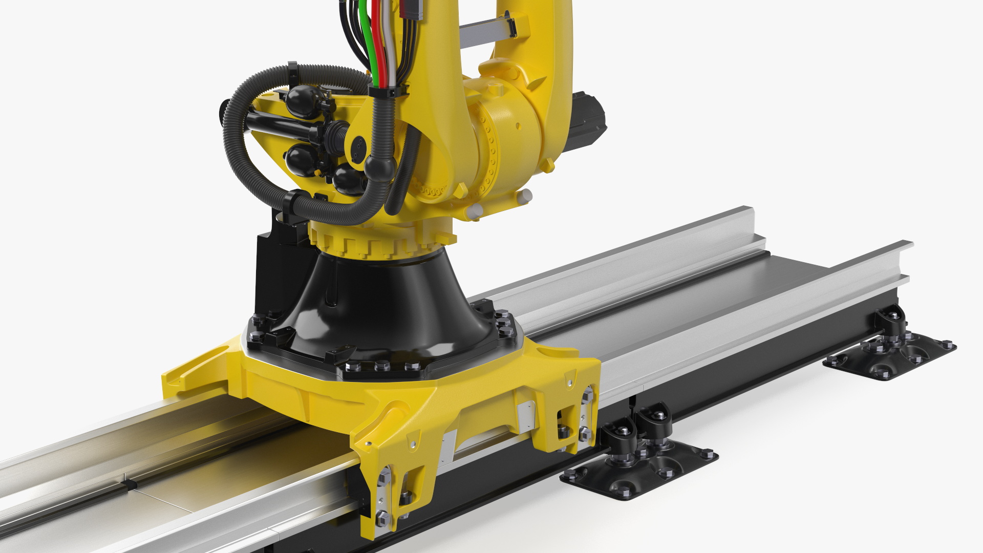 Robotic Arm Yellow on Rails Rigged 3D model