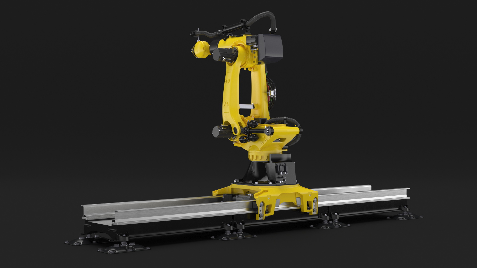 Robotic Arm Yellow on Rails Rigged 3D model