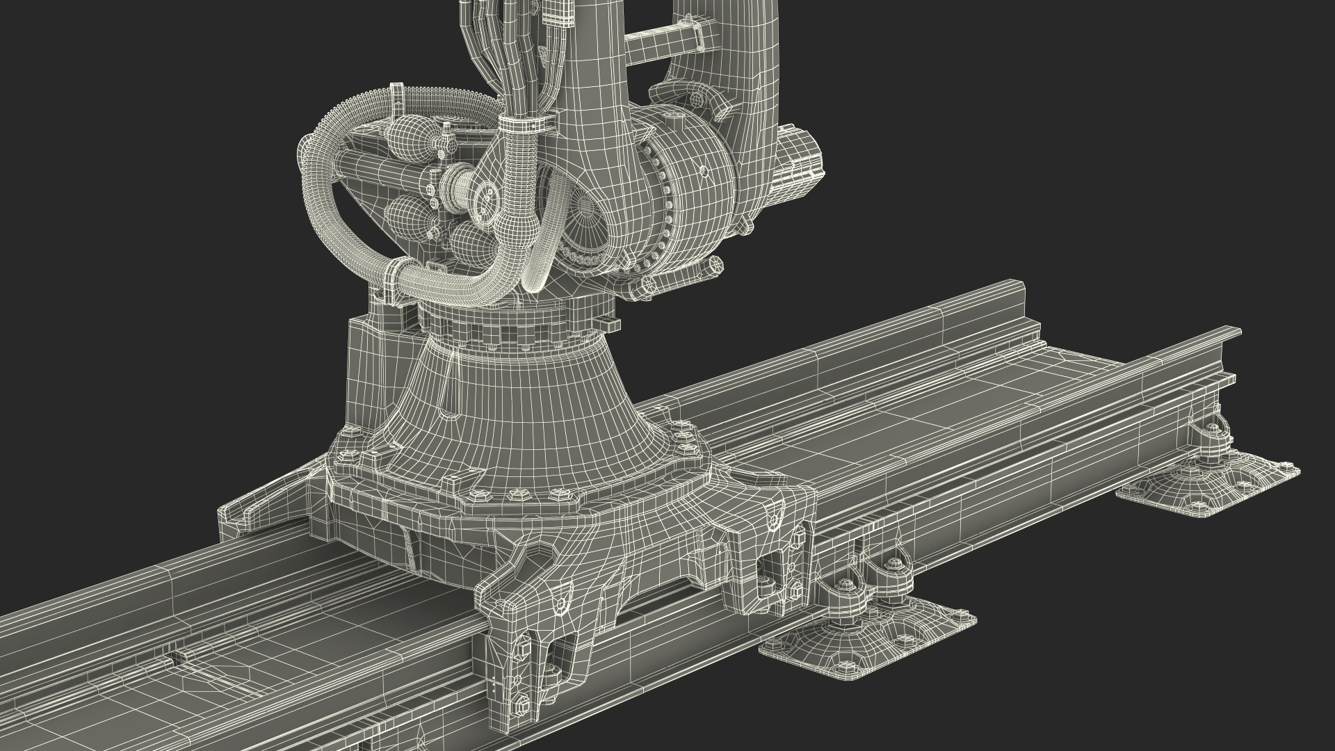 Robotic Arm Yellow on Rails Rigged 3D model