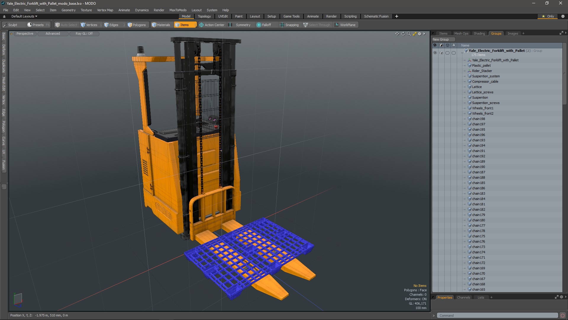 Yale Electric Forklift with Pallet 3D model