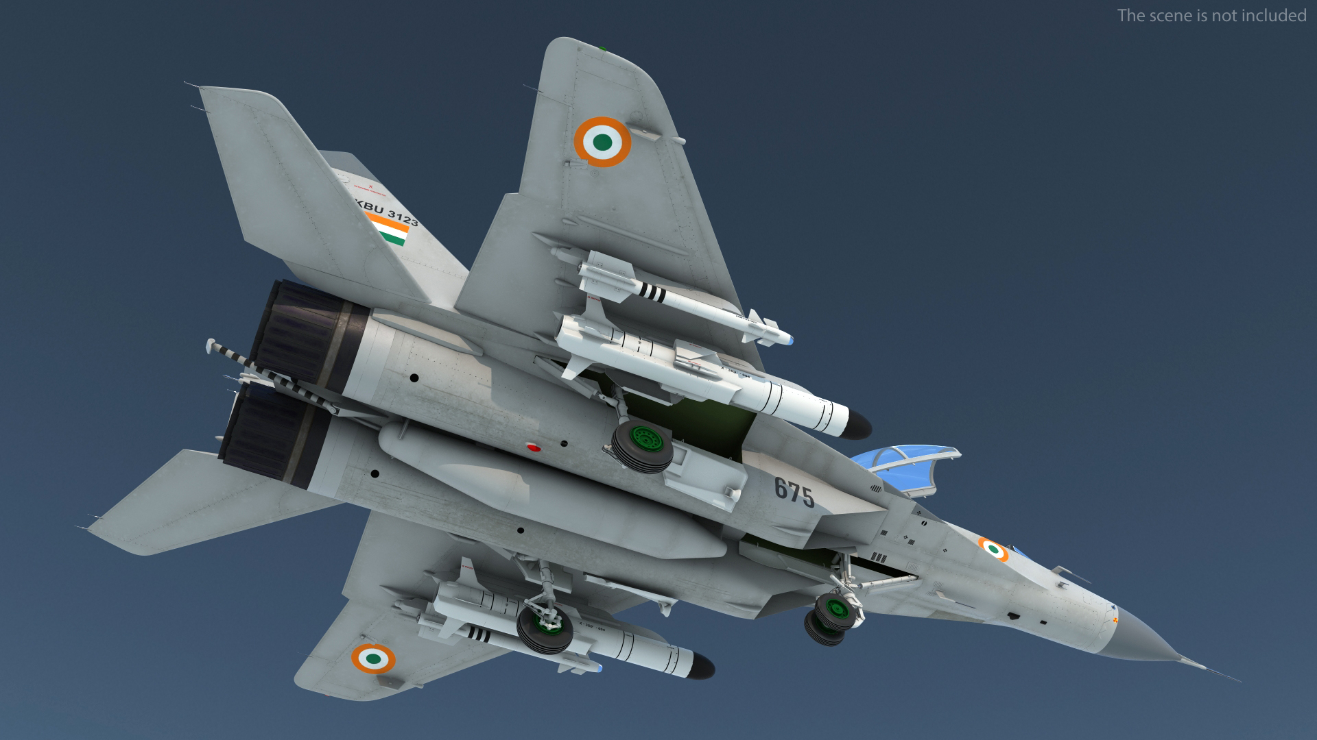 MiG 29 KUB Tandem Aircraft Indian with Armament Rigged 3D model