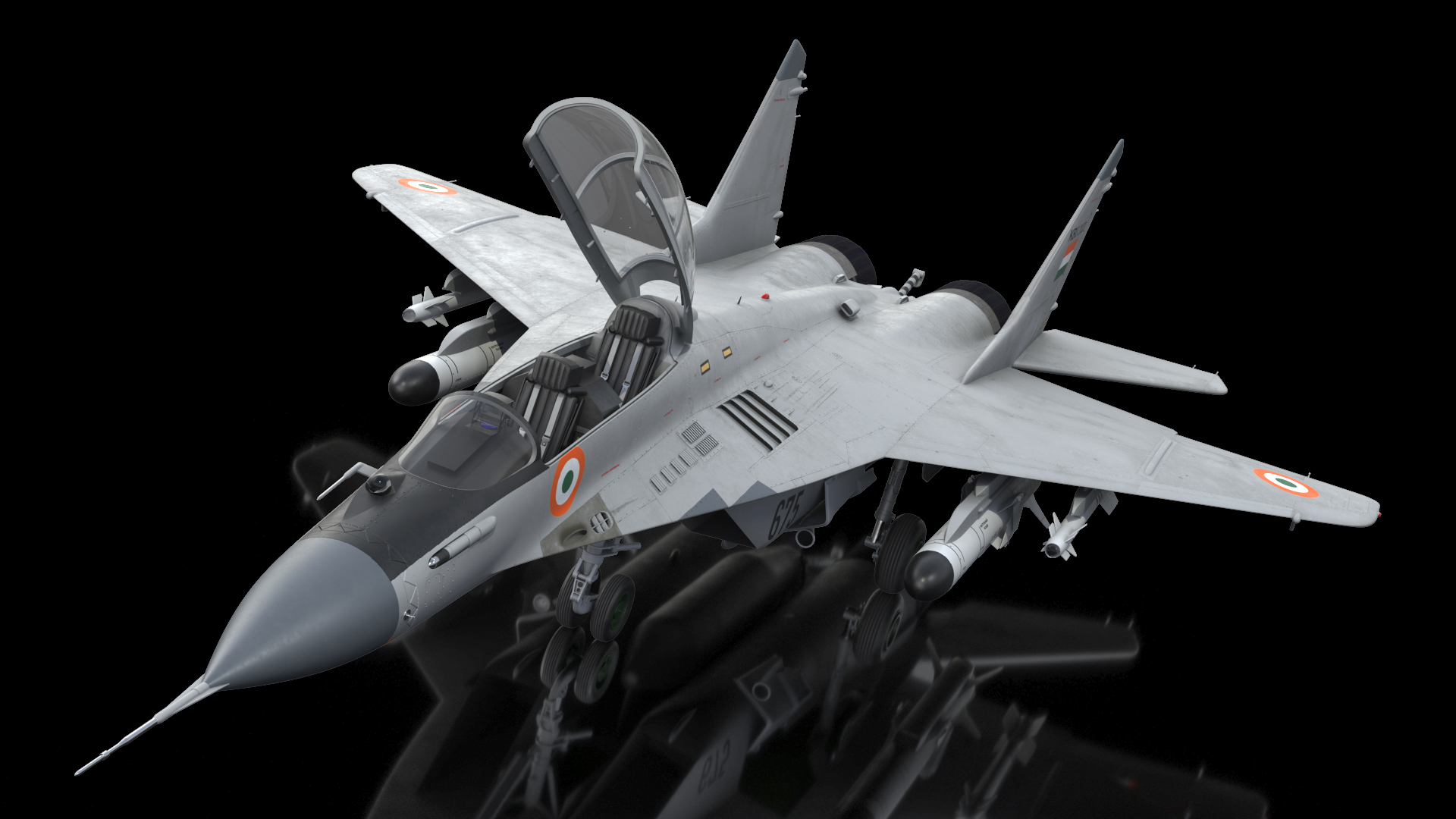 MiG 29 KUB Tandem Aircraft Indian with Armament Rigged 3D model