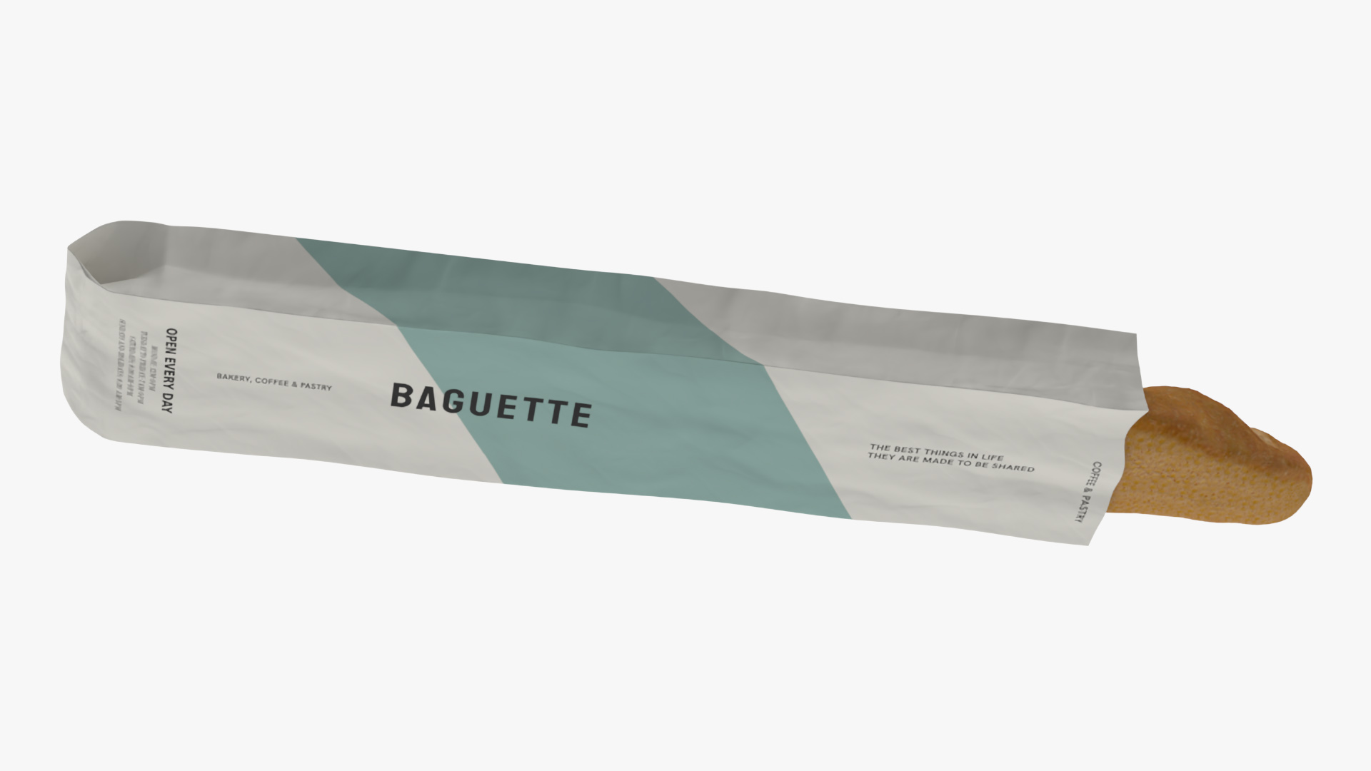 Baguette Bread Paper Bag 3D model