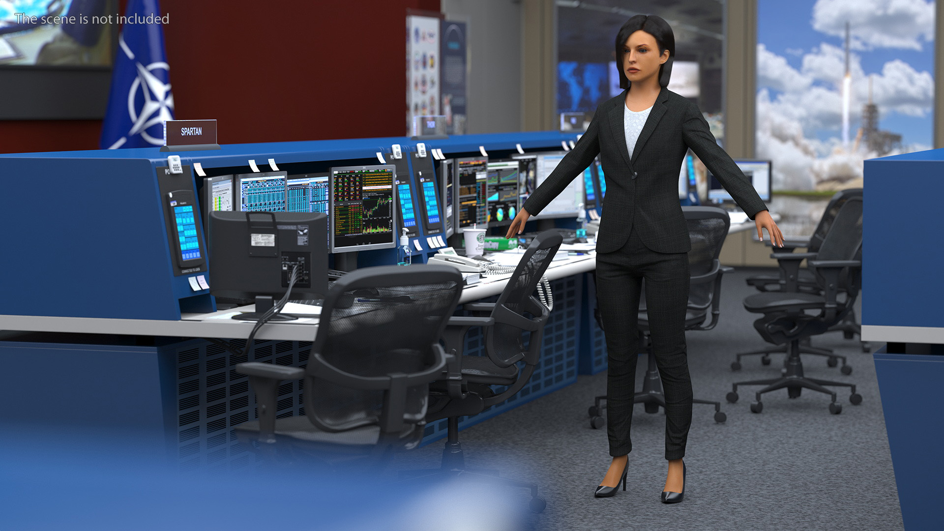 Professional Businesswoman A-Pose Fur 3D