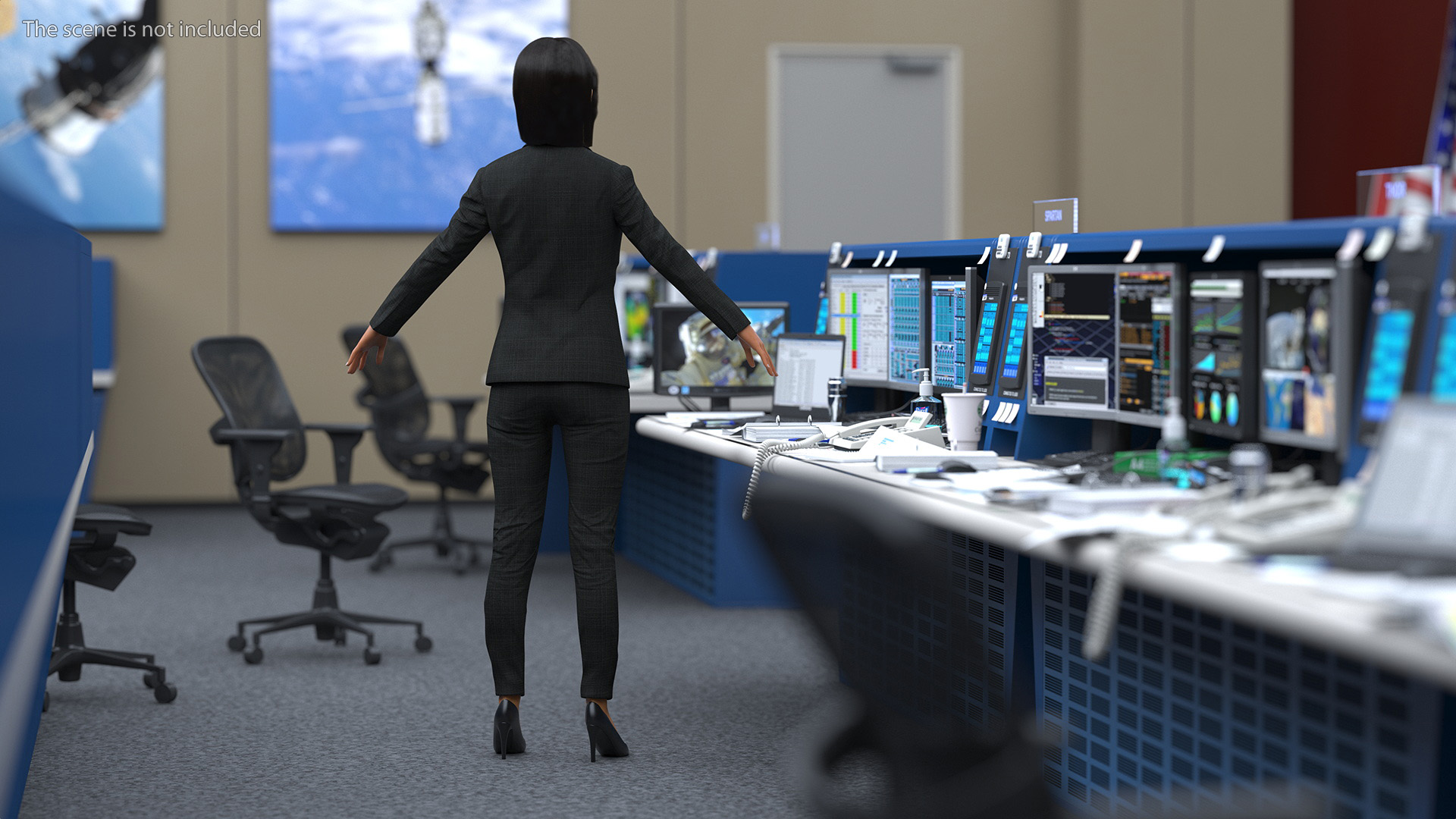 Professional Businesswoman A-Pose Fur 3D