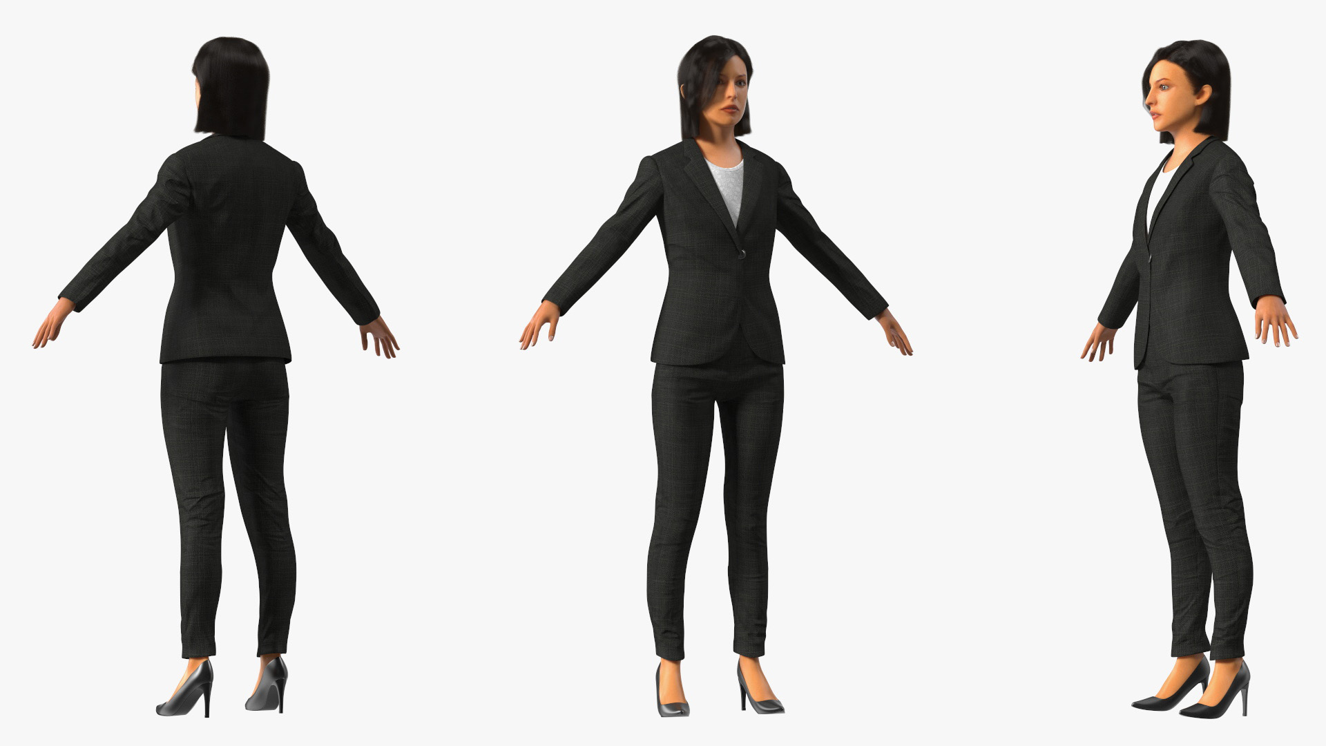 Professional Businesswoman A-Pose Fur 3D