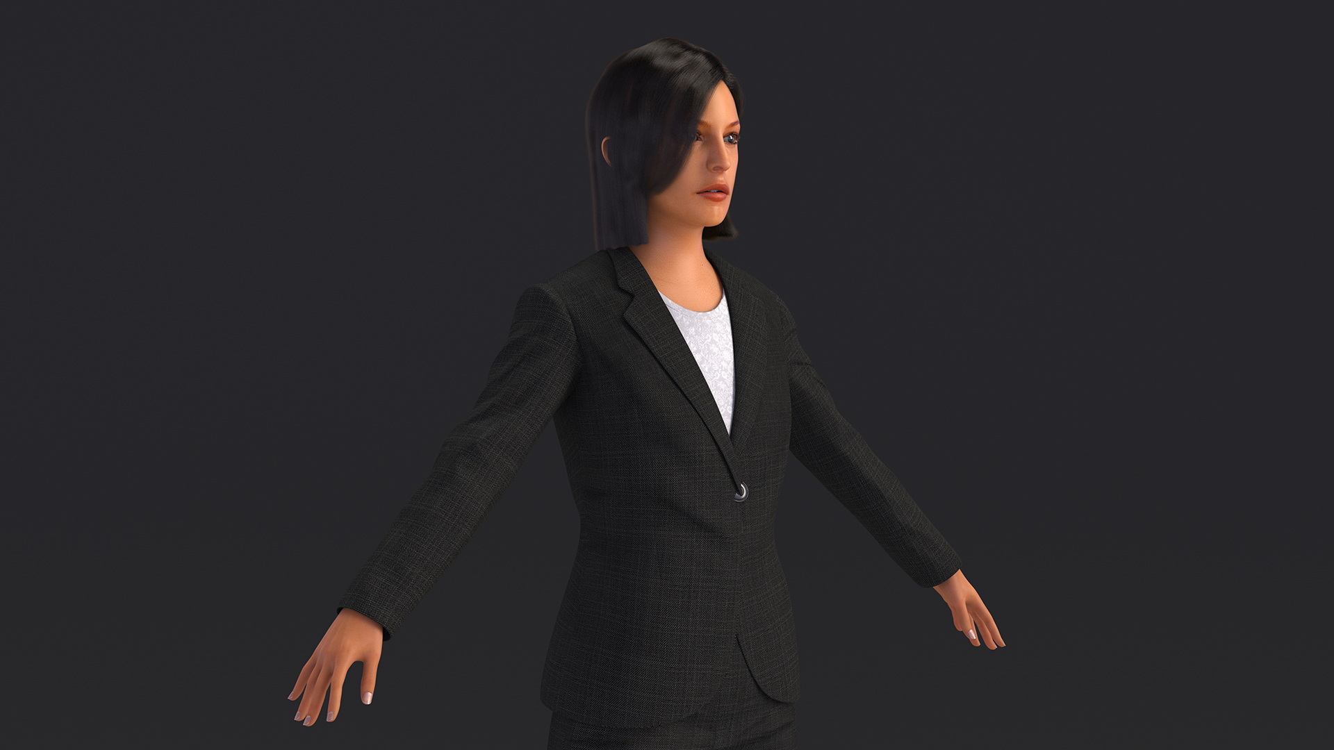 Professional Businesswoman A-Pose Fur 3D