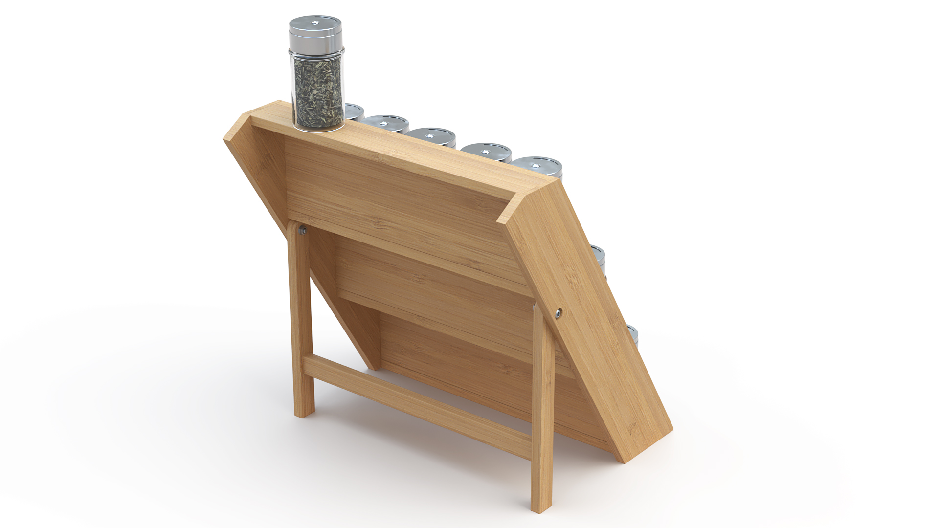 Wooden Spice Rack with Jars 3D