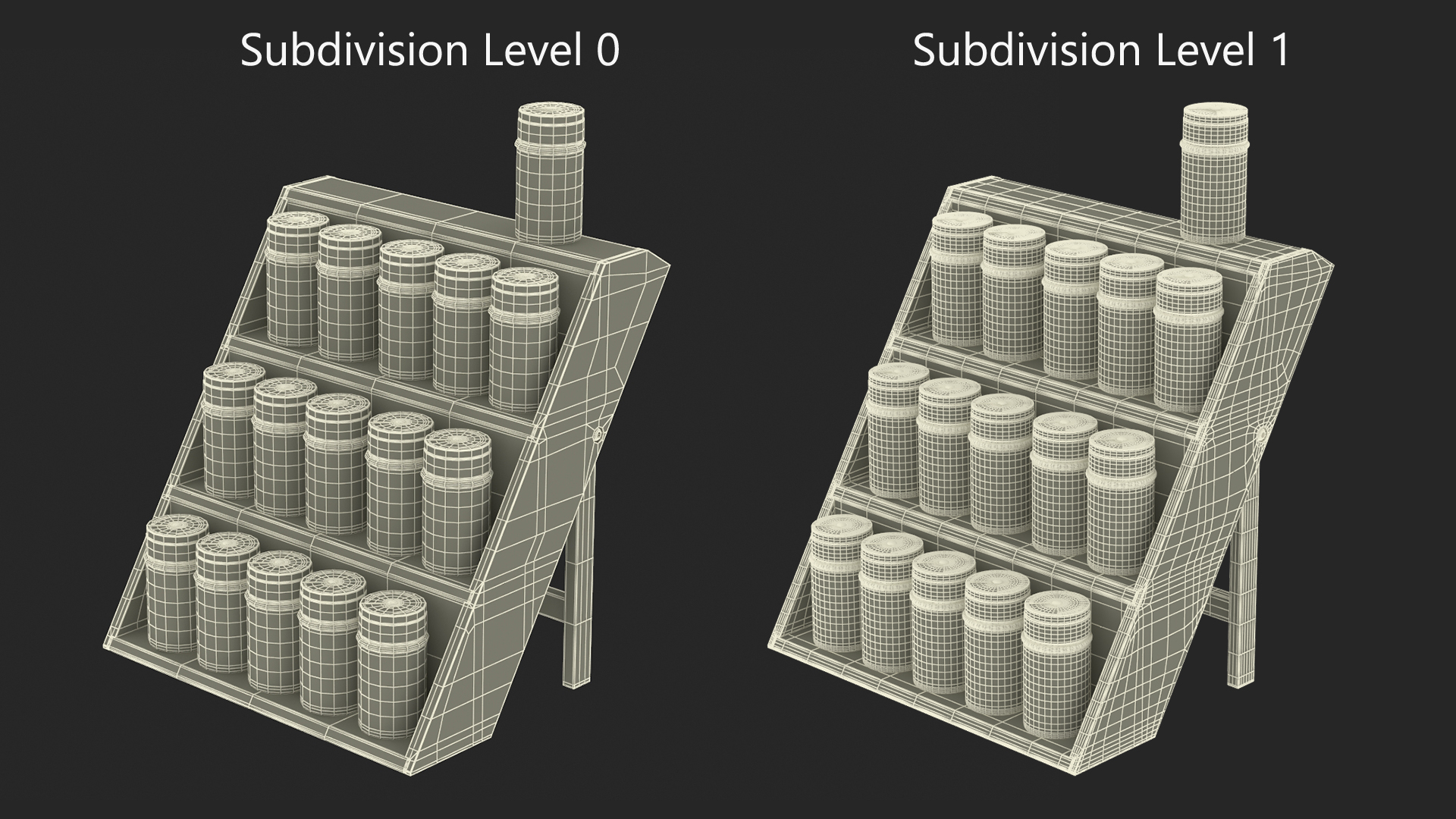 Wooden Spice Rack with Jars 3D