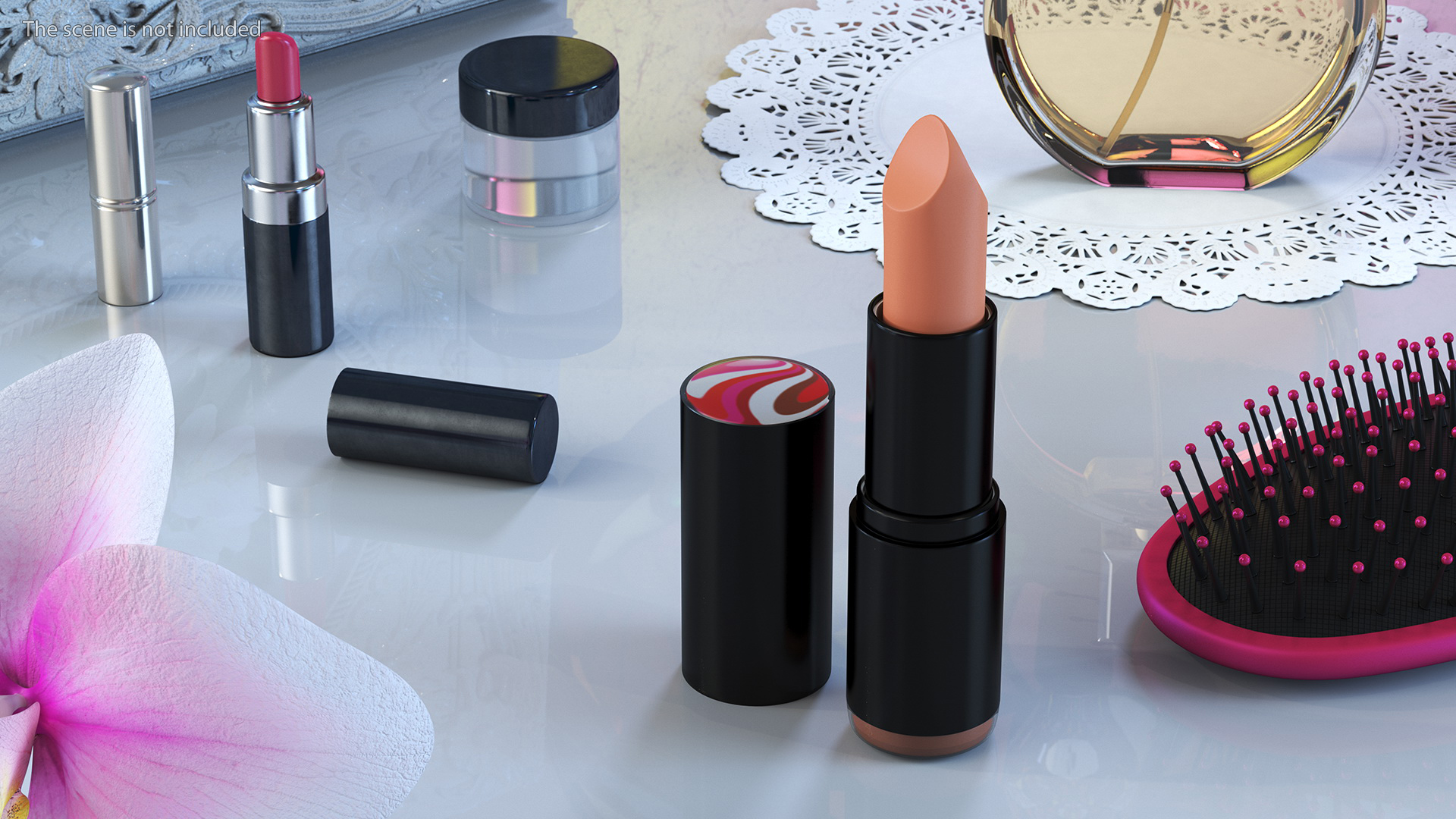 3D Round Lipstick Matte Brown Open