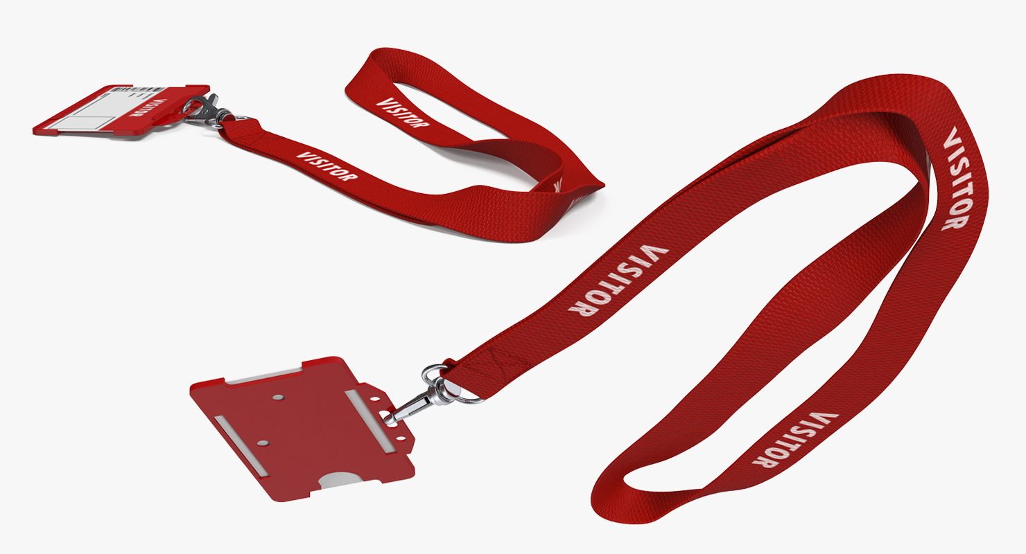 3D Visitor Lanyard with Plastic ID Card Holder model