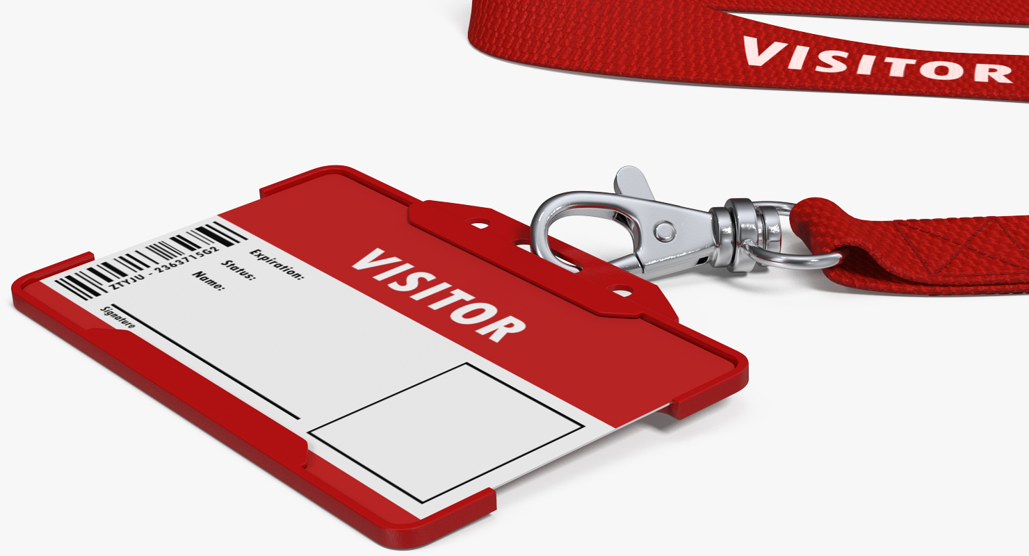 3D Visitor Lanyard with Plastic ID Card Holder model