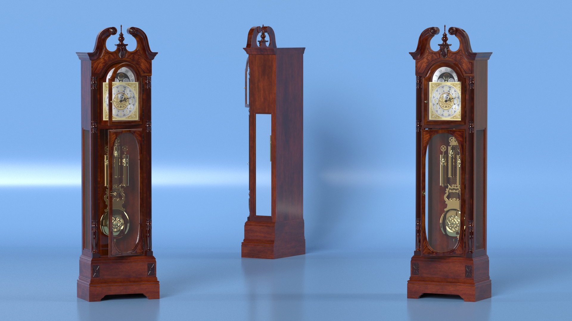 Classical Longcase Clock Open 3D model