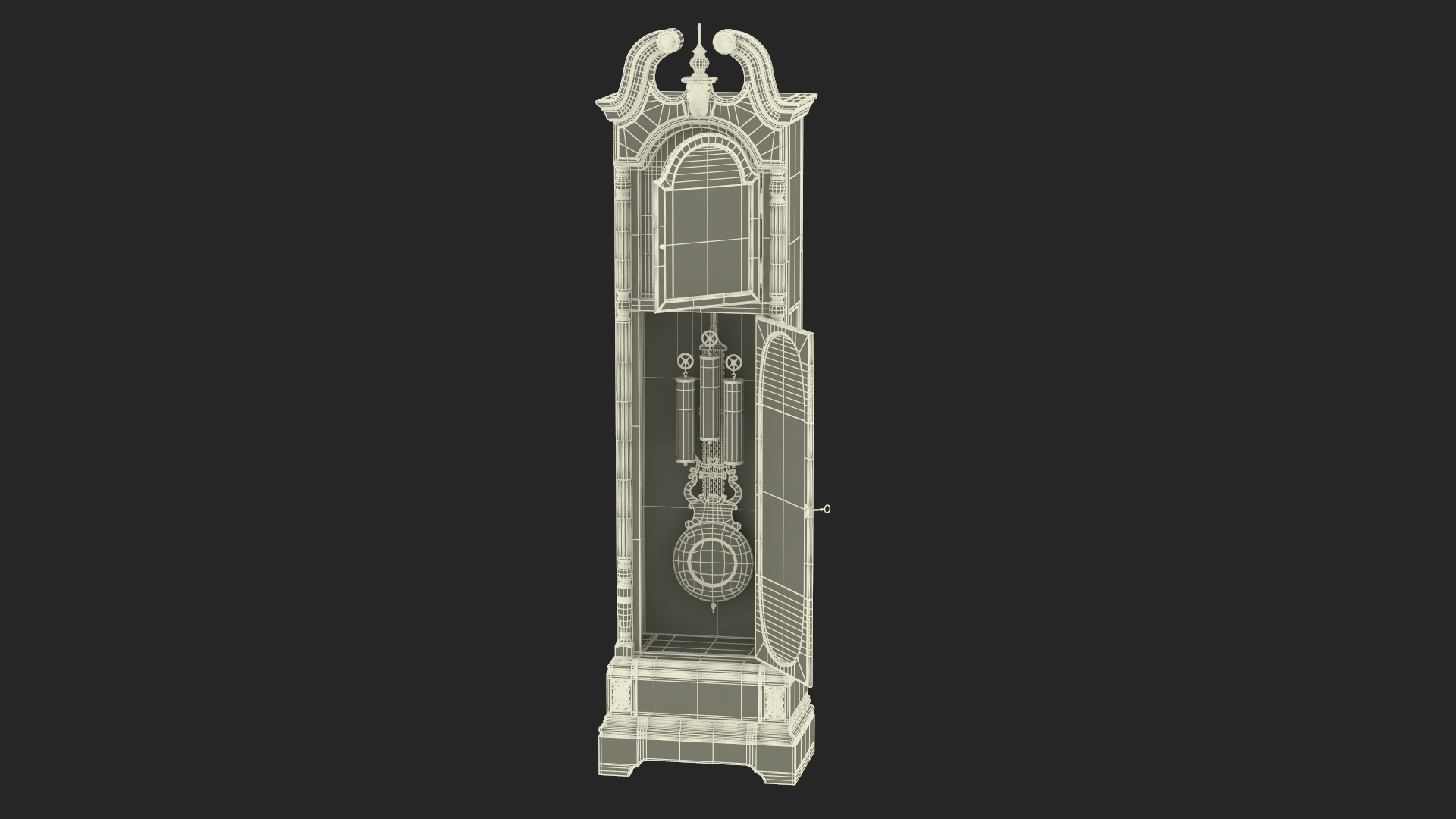 Classical Longcase Clock Open 3D model