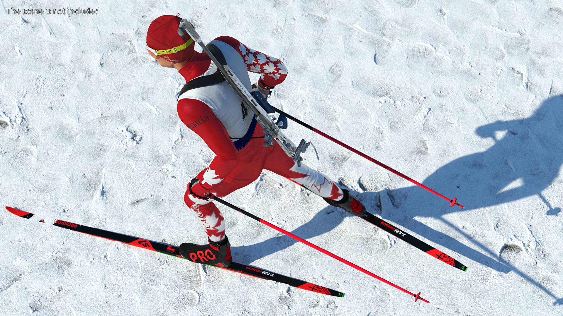 Biathlete Fully Equipped Canada Team Running Pose 3D model