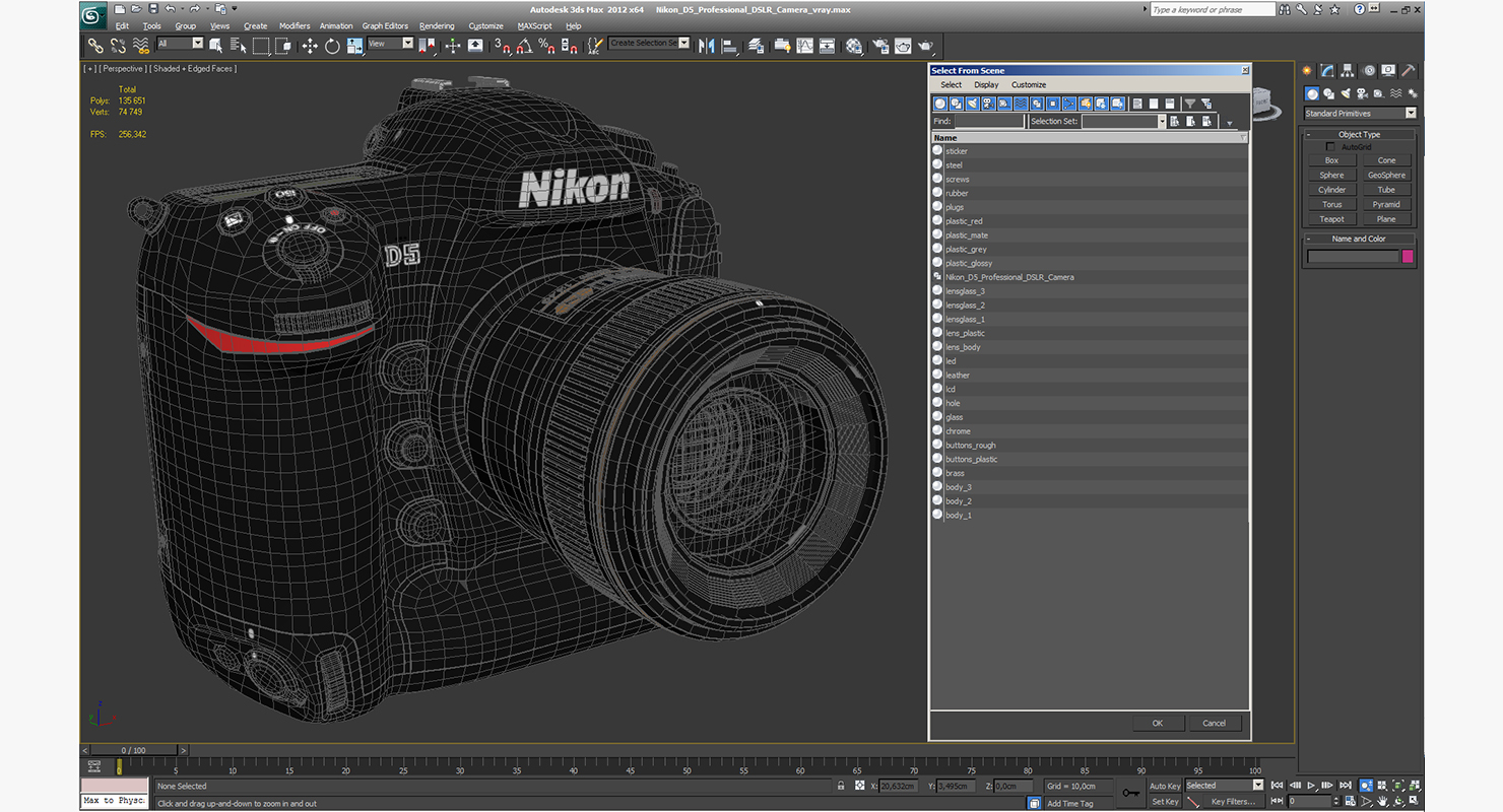 3D Nikon D5 Professional DSLR Camera model