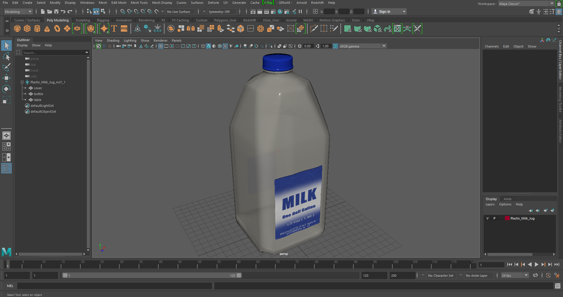 3D Plastic Milk Jug