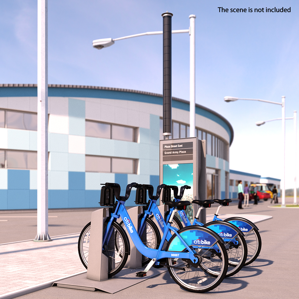 3D model Sharing System Citi Bike Pay Station with Bicycles