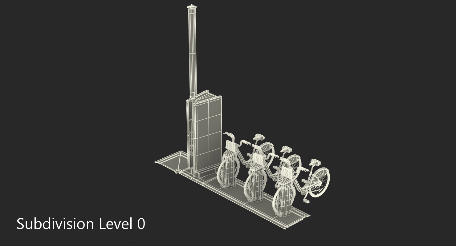 3D model Sharing System Citi Bike Pay Station with Bicycles