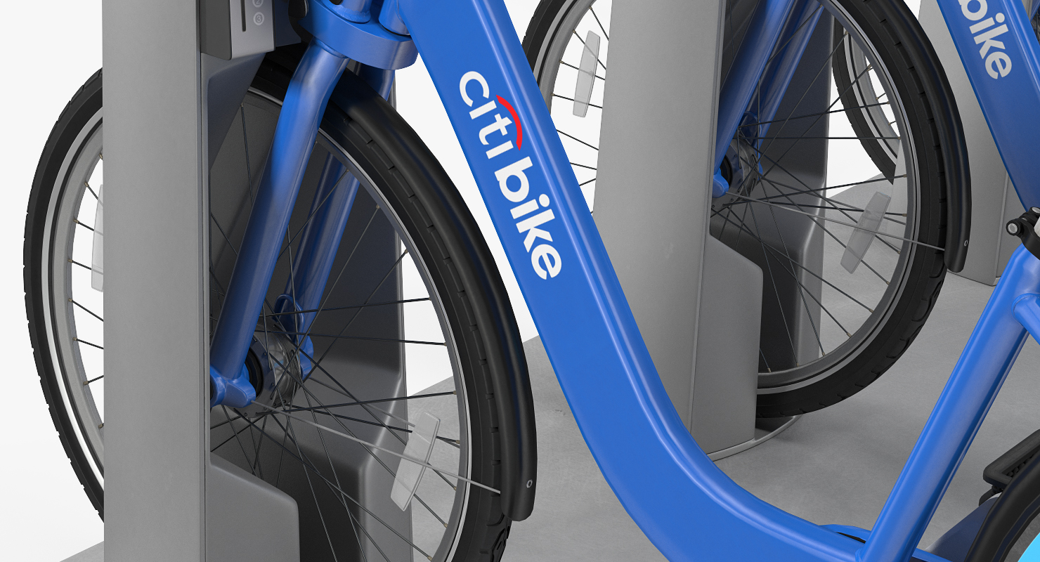 3D model Sharing System Citi Bike Pay Station with Bicycles