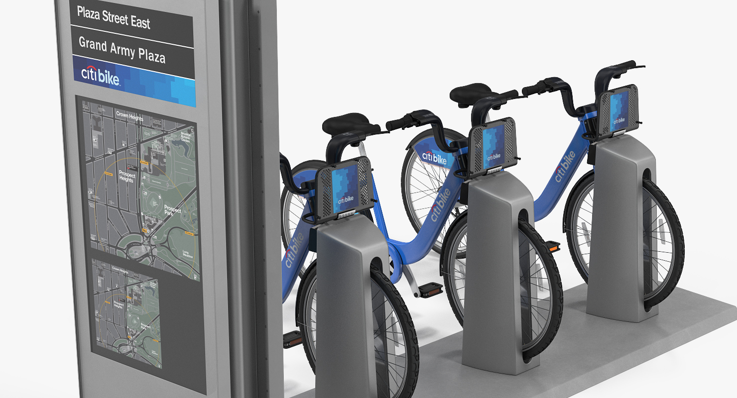 3D model Sharing System Citi Bike Pay Station with Bicycles