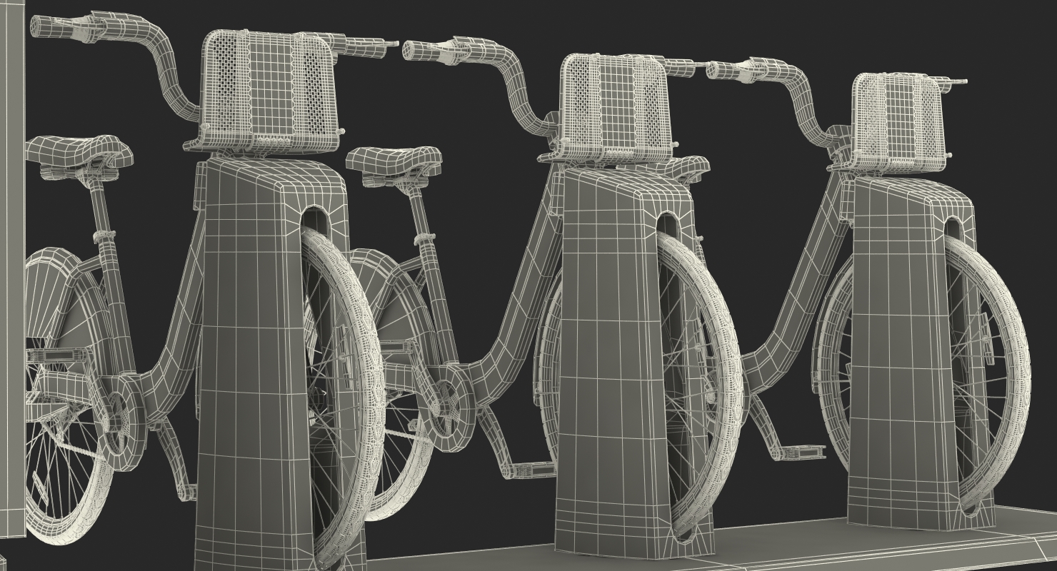 3D model Sharing System Citi Bike Pay Station with Bicycles