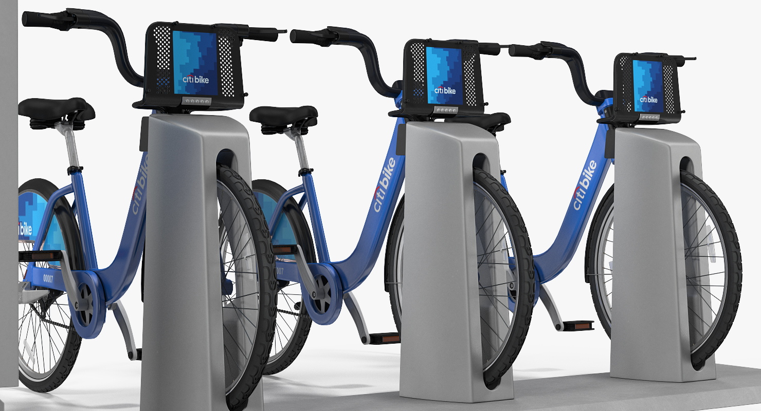 3D model Sharing System Citi Bike Pay Station with Bicycles