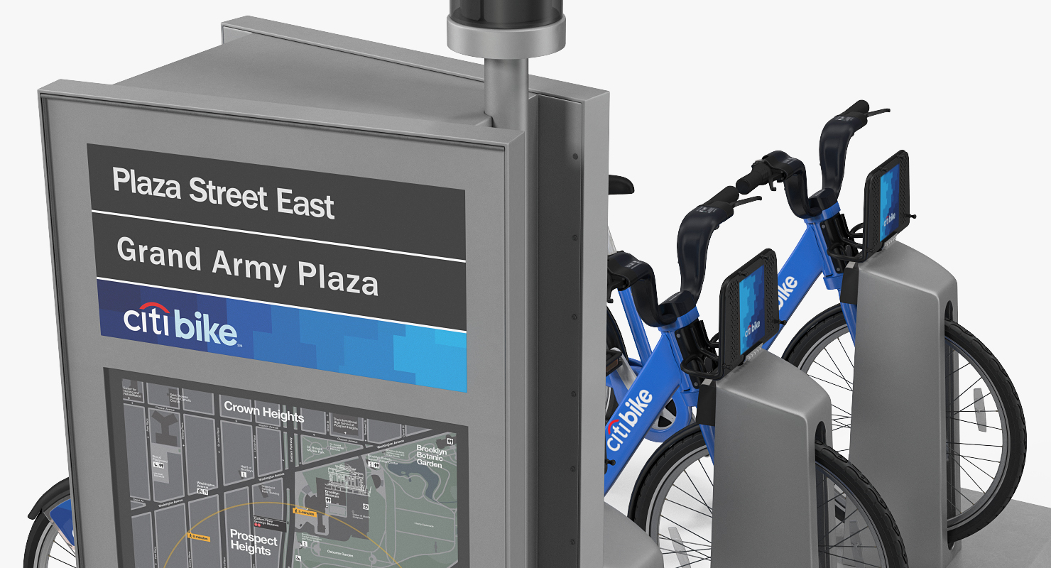 3D model Sharing System Citi Bike Pay Station with Bicycles