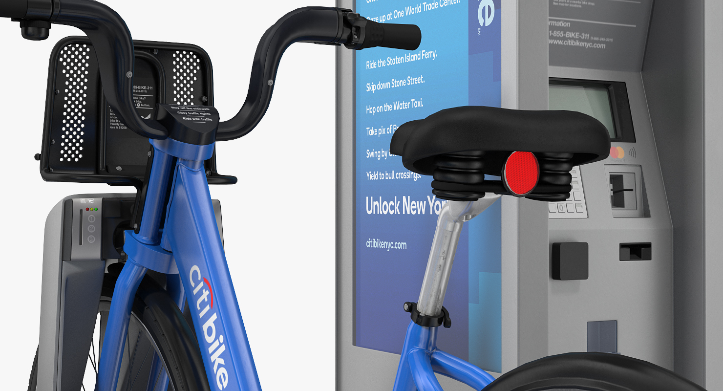 3D model Sharing System Citi Bike Pay Station with Bicycles