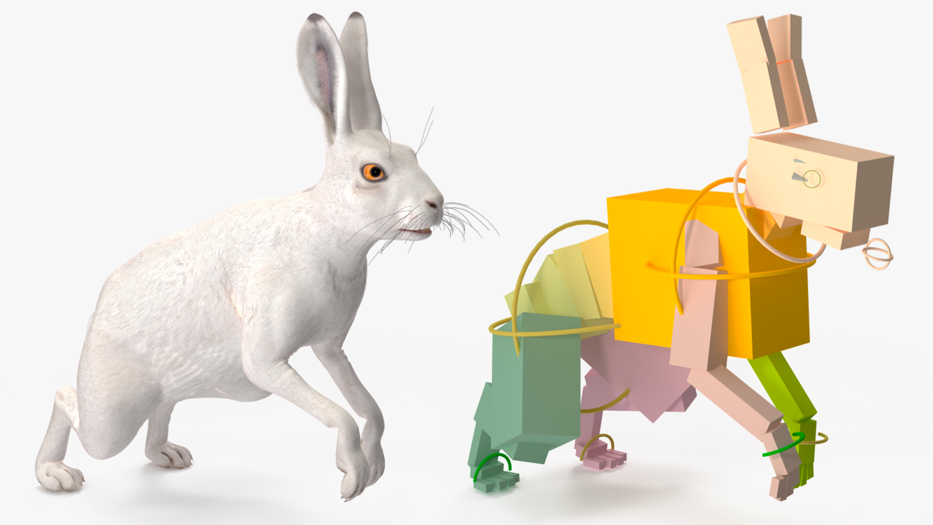 3D model White Hare  Animated