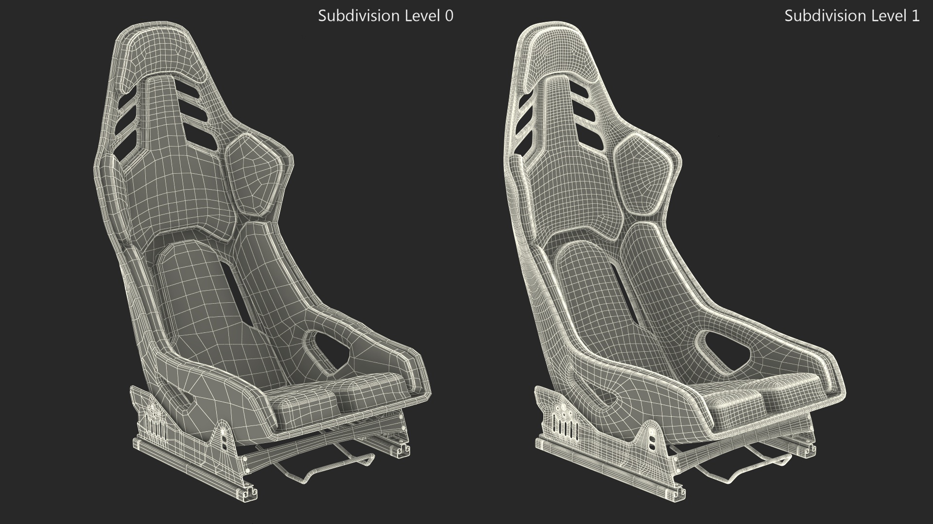 3D Black RECARO Podium CF Racing Seat on Sliding Mount