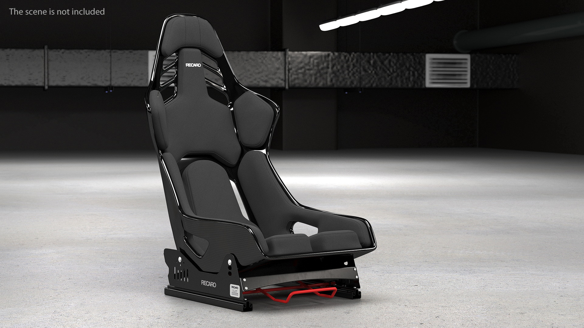 3D Black RECARO Podium CF Racing Seat on Sliding Mount