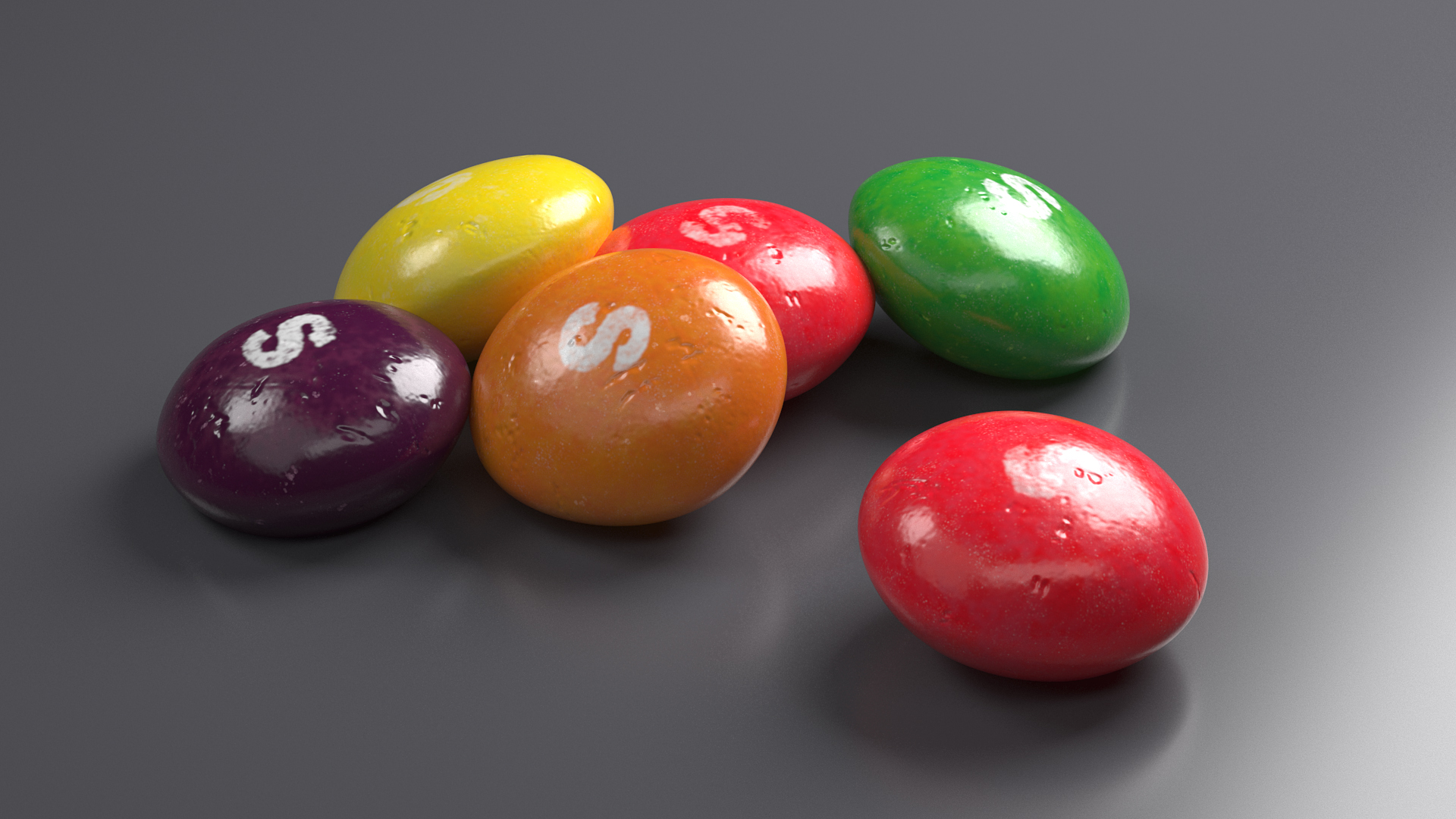 Multicolored Skittles Candies 3D model