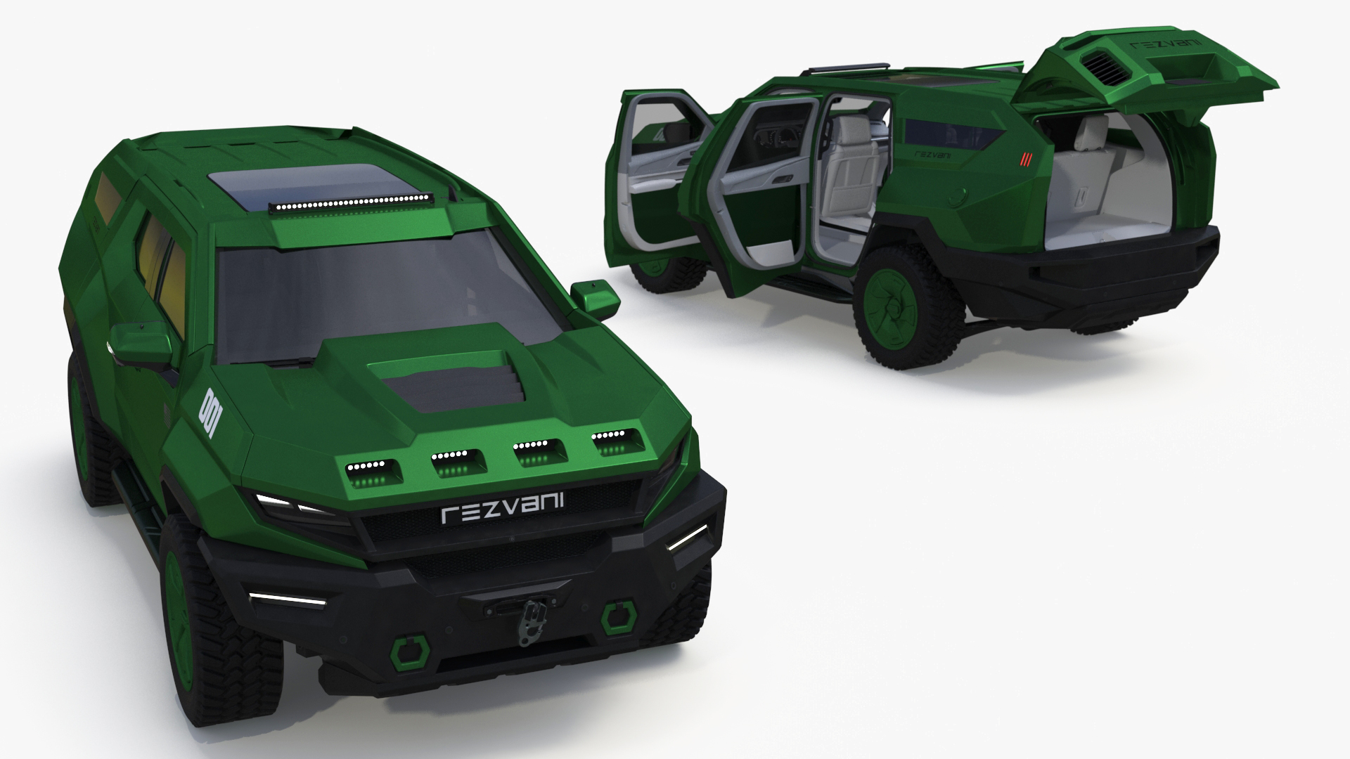 3D Green Rezvani Armored SUV Simplified