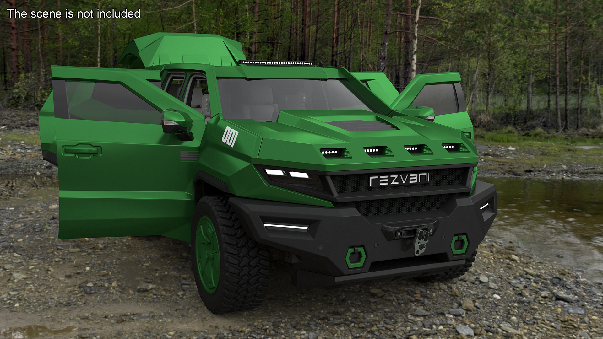 3D Green Rezvani Armored SUV Simplified