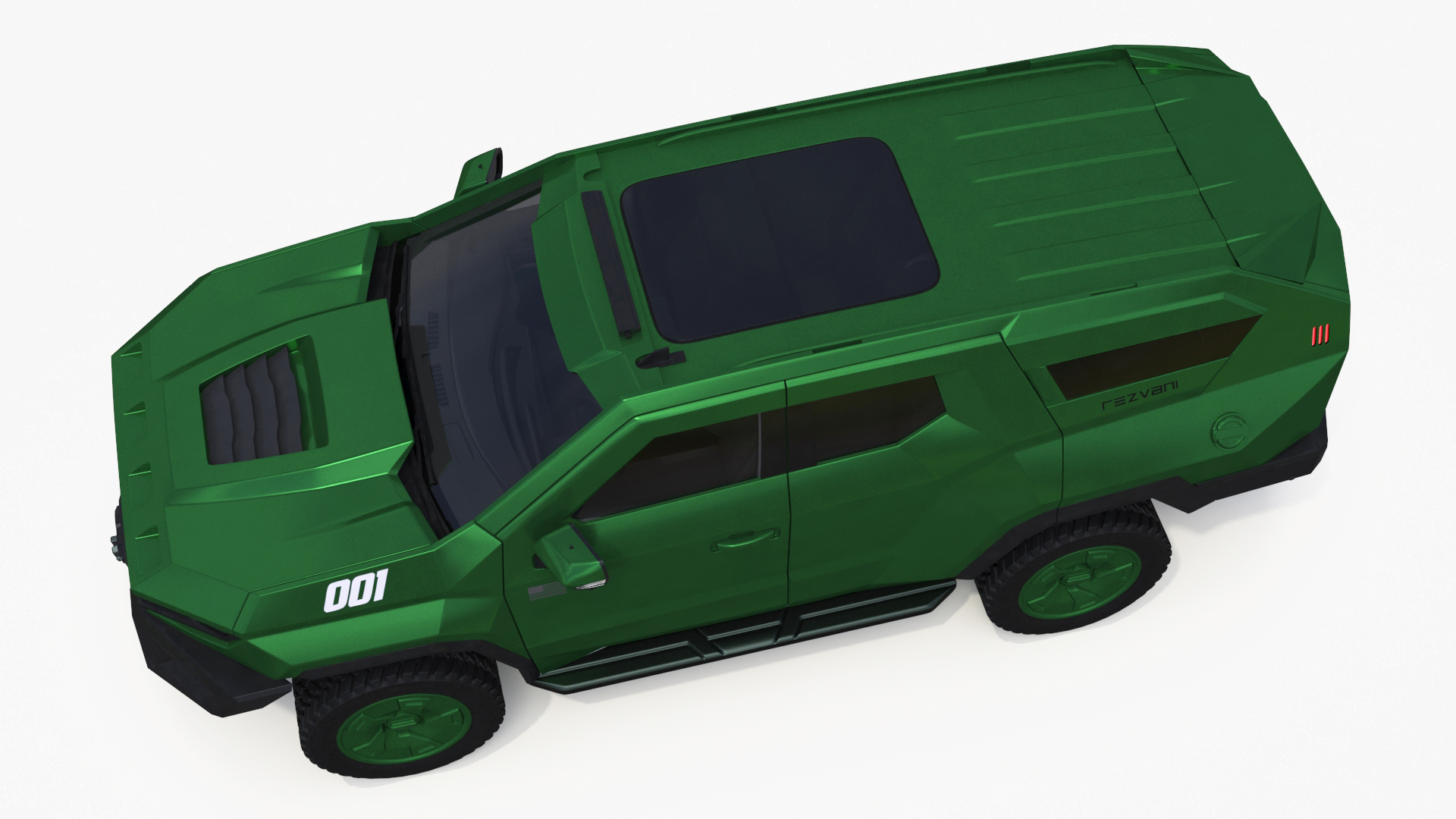 3D Green Rezvani Armored SUV Simplified