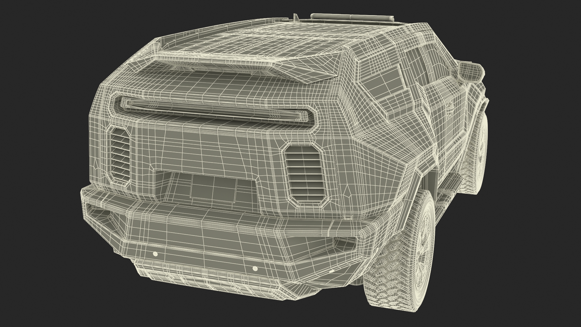 3D Green Rezvani Armored SUV Simplified