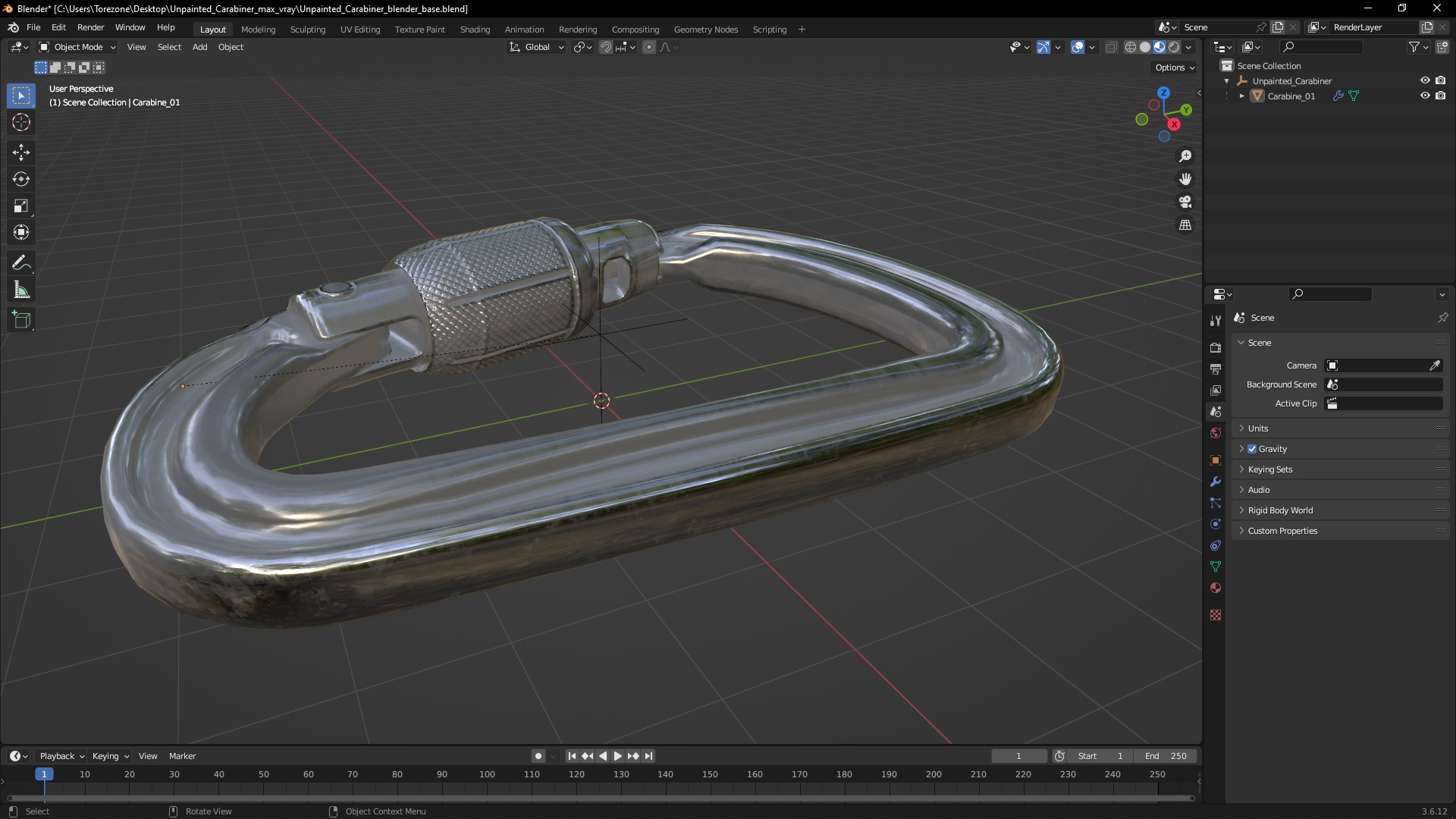 Unpainted Carabiner 3D model