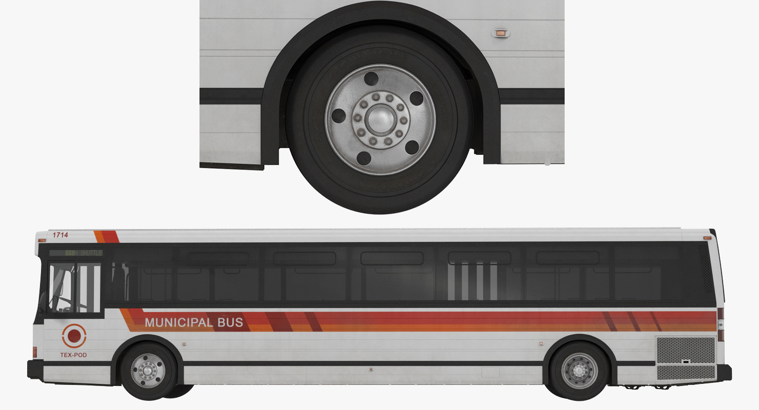 3D Flxible Metro D Municipal Bus Rigged