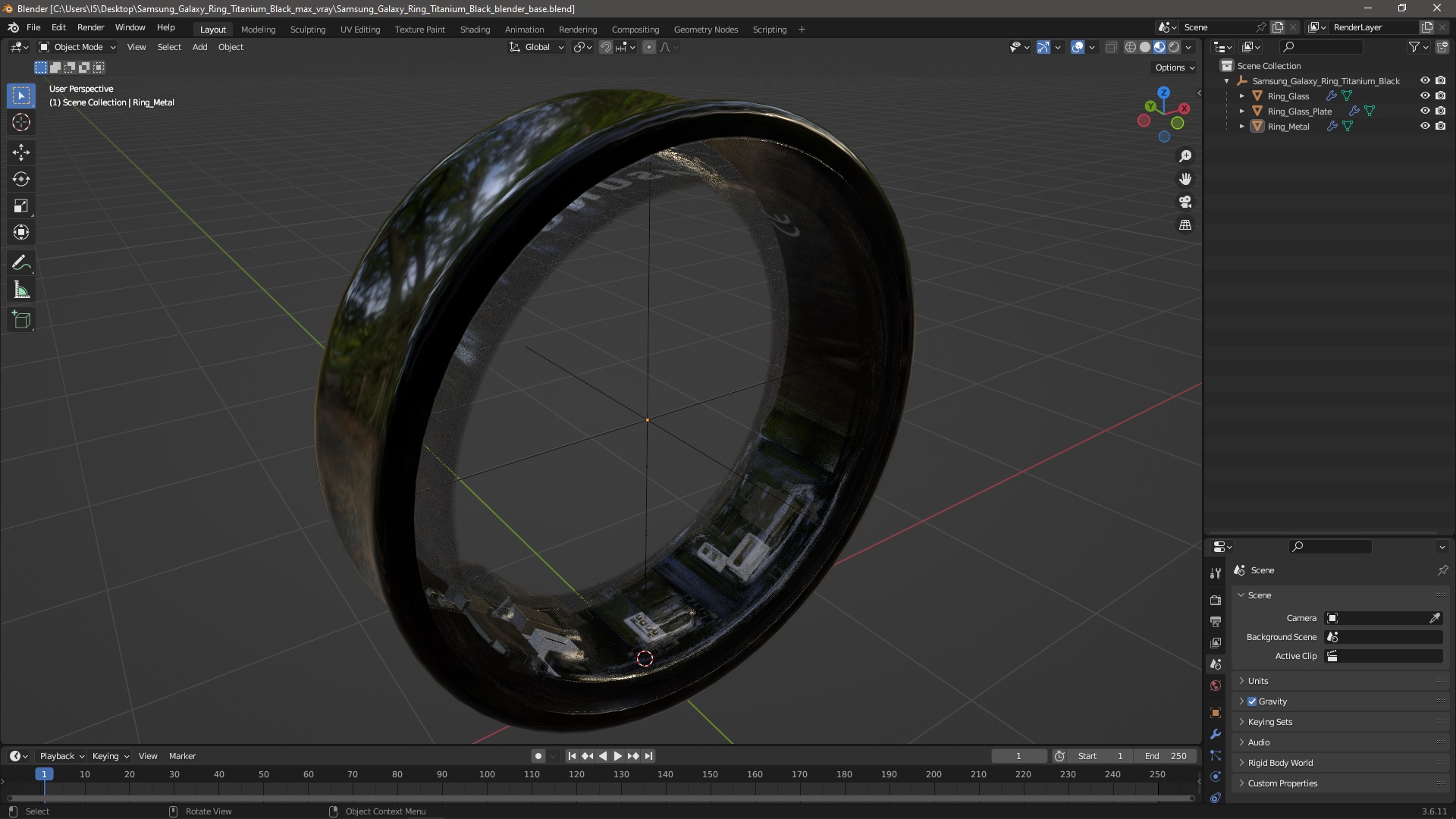 Samsung Galaxy Ring Titanium Black 3D model