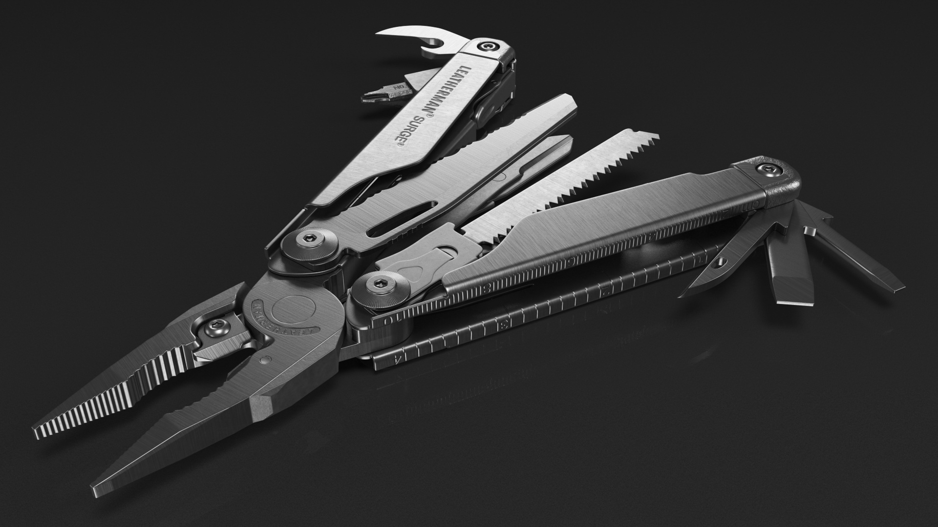 Leatherman Surge Multitool Black Open 3D