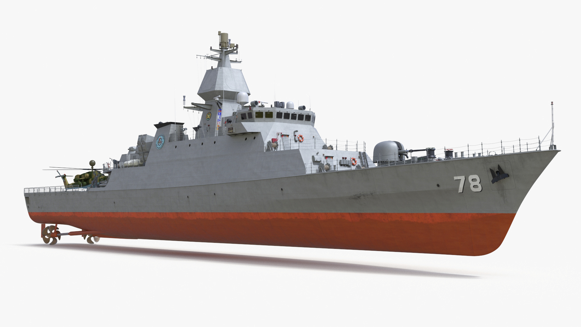 Iranian Destroyer Deylaman with Helicopter 3D