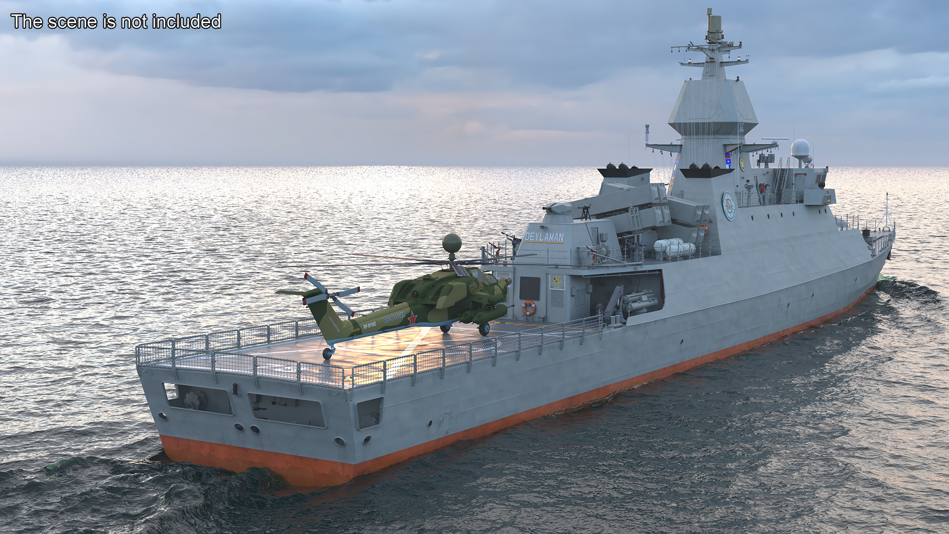 Iranian Destroyer Deylaman with Helicopter 3D