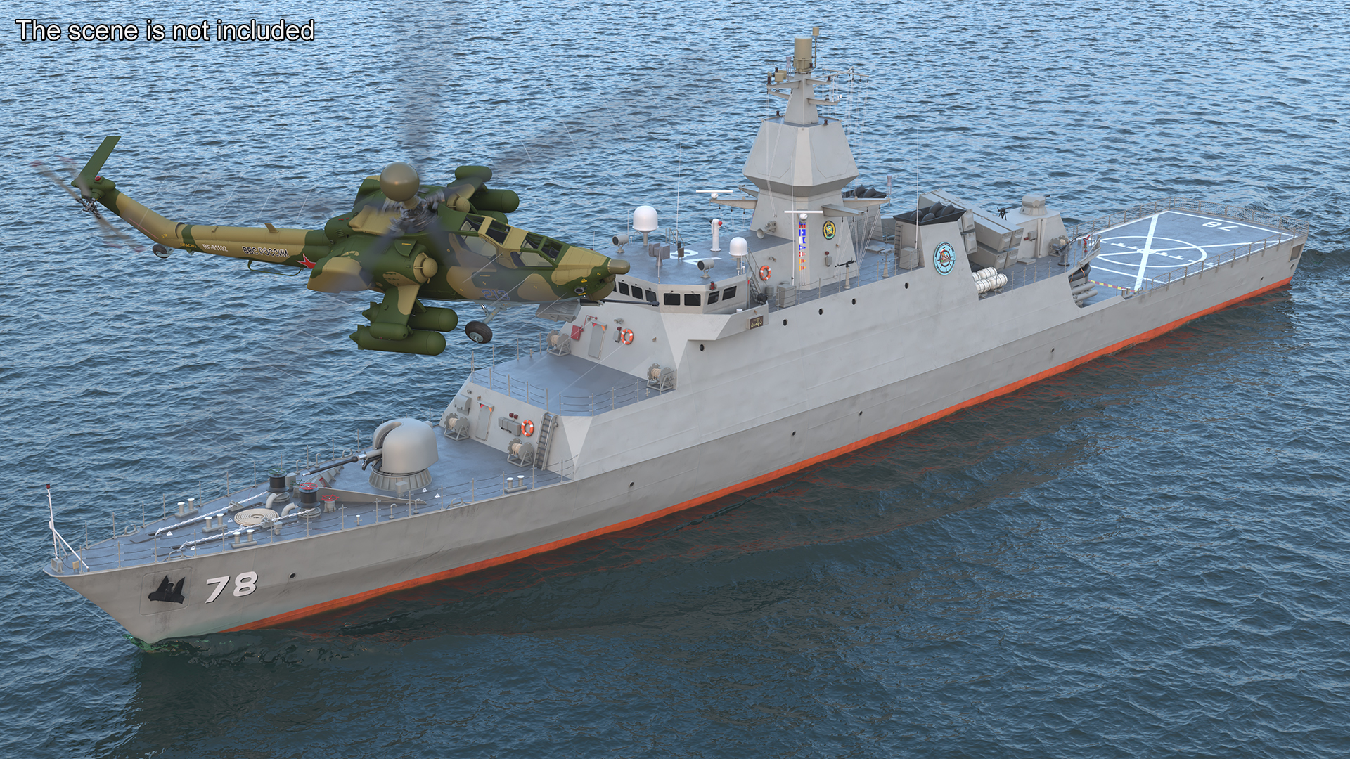 Iranian Destroyer Deylaman with Helicopter 3D