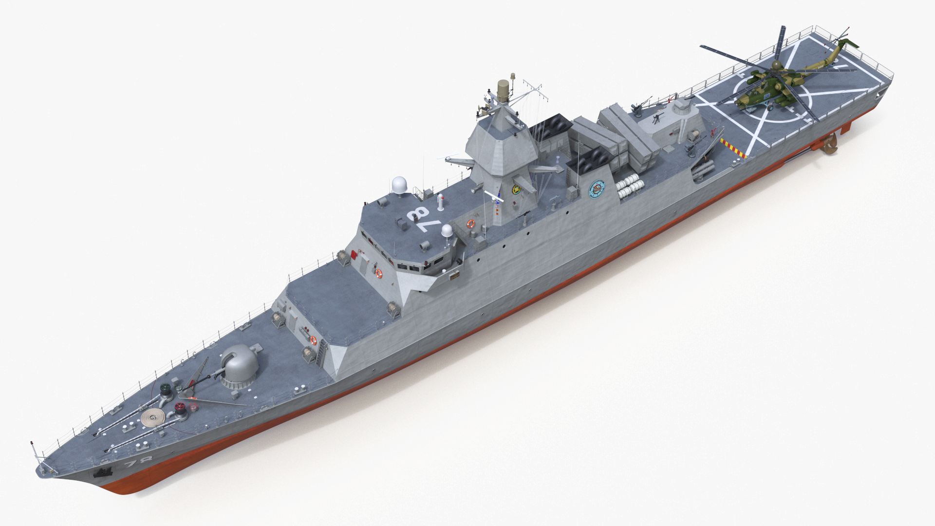 Iranian Destroyer Deylaman with Helicopter 3D