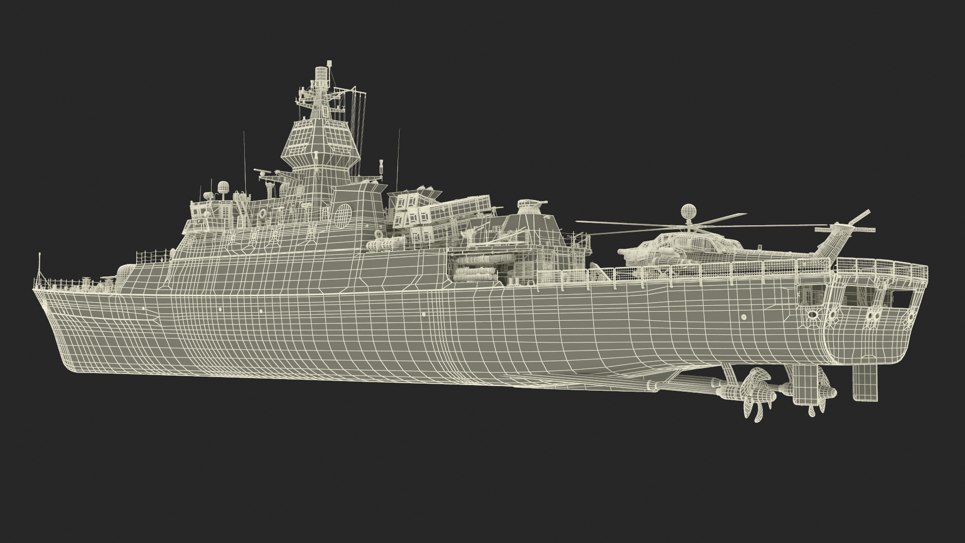 Iranian Destroyer Deylaman with Helicopter 3D